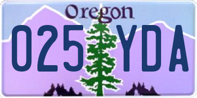 OR license plate 025YDA