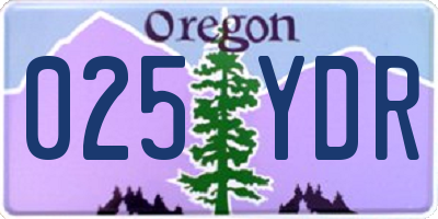 OR license plate 025YDR
