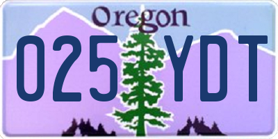 OR license plate 025YDT