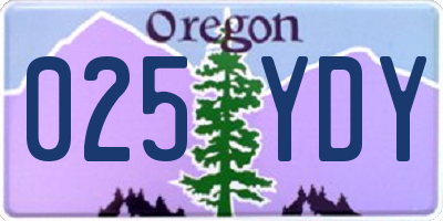 OR license plate 025YDY