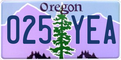 OR license plate 025YEA
