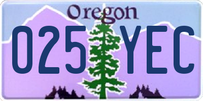 OR license plate 025YEC
