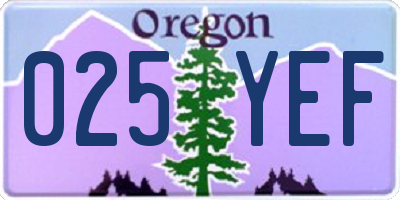 OR license plate 025YEF