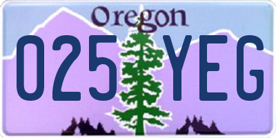 OR license plate 025YEG