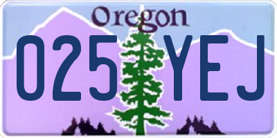 OR license plate 025YEJ