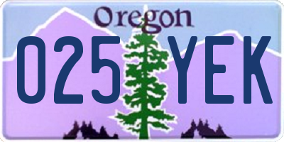 OR license plate 025YEK