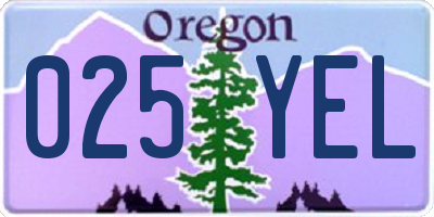 OR license plate 025YEL