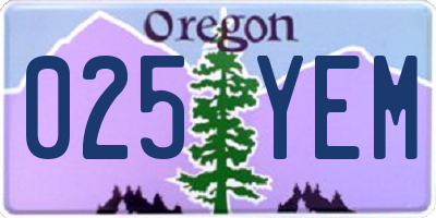 OR license plate 025YEM