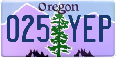 OR license plate 025YEP