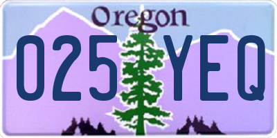 OR license plate 025YEQ