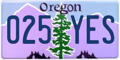 OR license plate 025YES