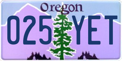 OR license plate 025YET