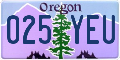 OR license plate 025YEU