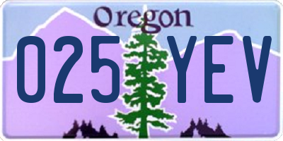 OR license plate 025YEV
