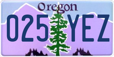 OR license plate 025YEZ
