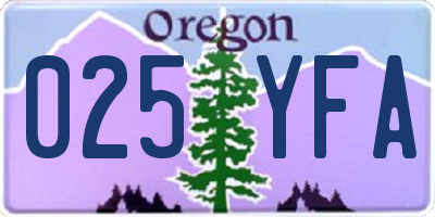 OR license plate 025YFA
