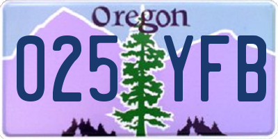 OR license plate 025YFB
