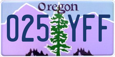 OR license plate 025YFF