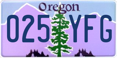 OR license plate 025YFG