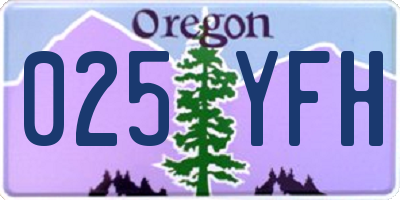 OR license plate 025YFH
