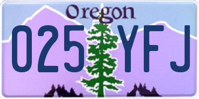 OR license plate 025YFJ