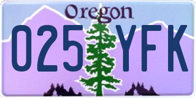 OR license plate 025YFK