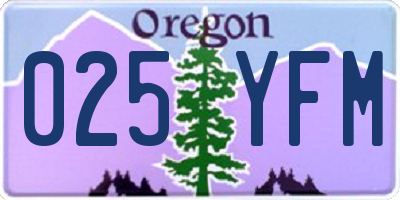 OR license plate 025YFM
