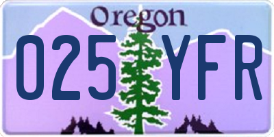 OR license plate 025YFR