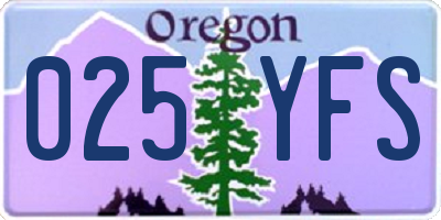 OR license plate 025YFS