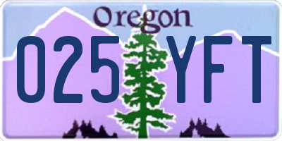 OR license plate 025YFT