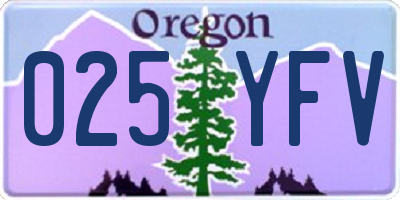 OR license plate 025YFV