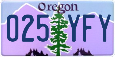 OR license plate 025YFY