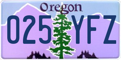 OR license plate 025YFZ