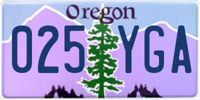 OR license plate 025YGA