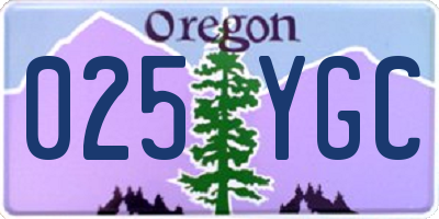 OR license plate 025YGC