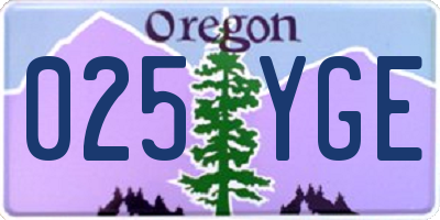 OR license plate 025YGE
