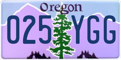 OR license plate 025YGG