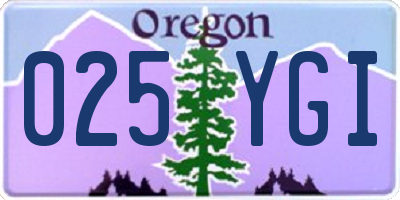 OR license plate 025YGI