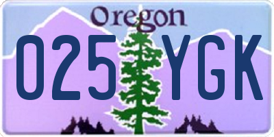 OR license plate 025YGK