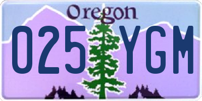 OR license plate 025YGM