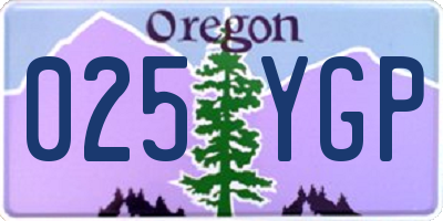 OR license plate 025YGP