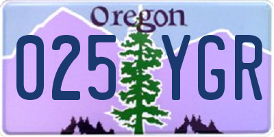OR license plate 025YGR