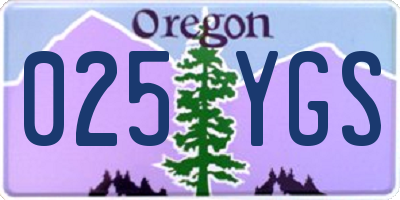 OR license plate 025YGS
