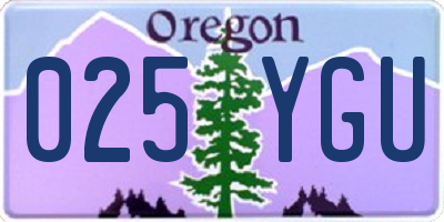 OR license plate 025YGU