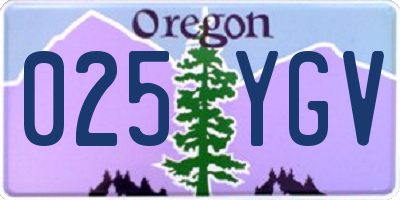 OR license plate 025YGV