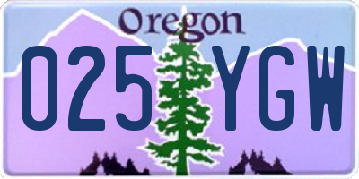 OR license plate 025YGW