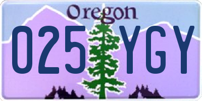 OR license plate 025YGY