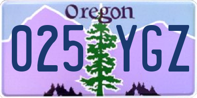 OR license plate 025YGZ