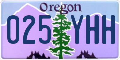 OR license plate 025YHH