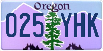 OR license plate 025YHK